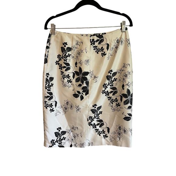 Vintage Renato Nucci Silk Skirt Cream Black Floral | EU40/ US 8 | Made in France - Picture 2 of 8